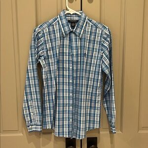 Brooks Brothers blue and white shirt, no iron fabric